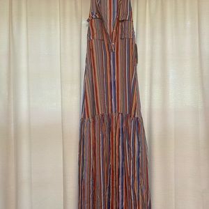 Blue multi stripe maxi dress size small
